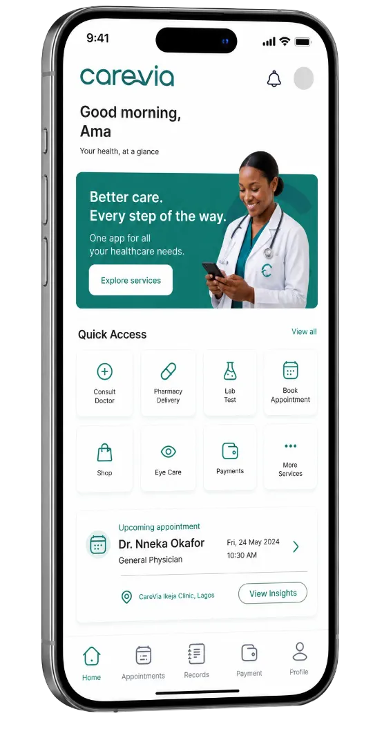 Carevia mobile app